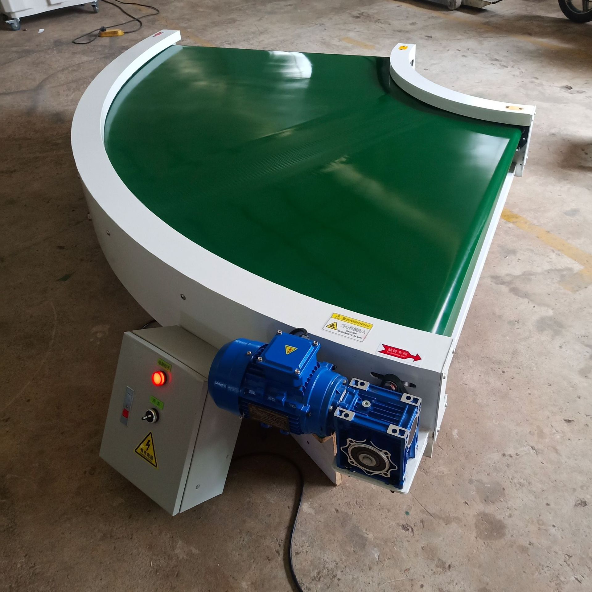 90度綠色皮帶轉彎機